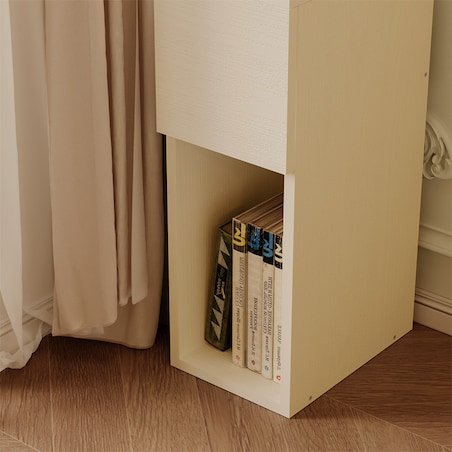 Szafka nocna biała z szufladą stolik z półką nowoczesny loft sypialni