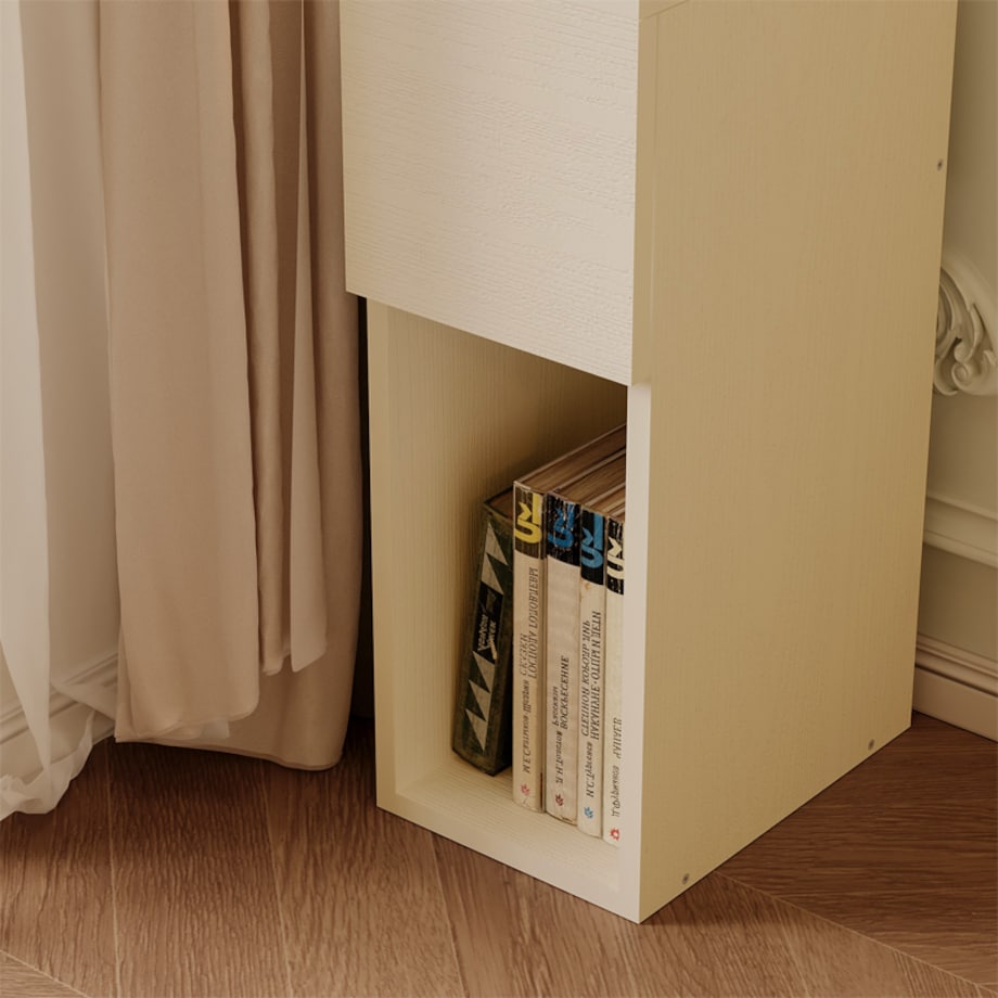 Szafka nocna biała z szufladą stolik z półką nowoczesny loft sypialni