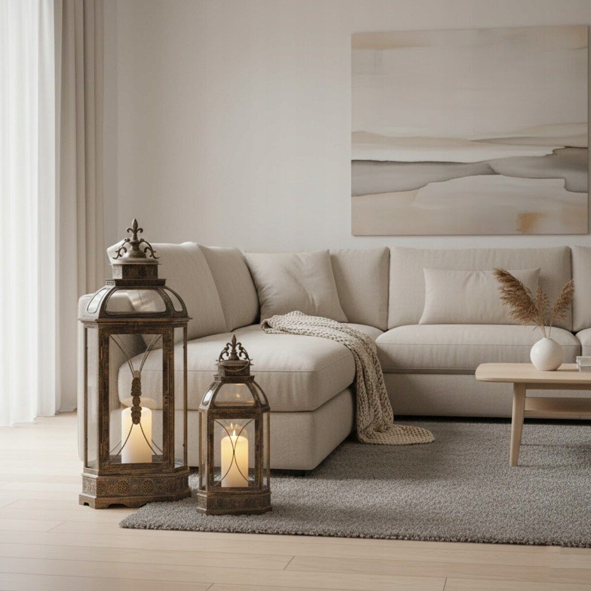 LAMPION DUŻY XXL METALOWY RETRO SREBRNY DO SALONU DOMU NA PREZENT LATARNIA