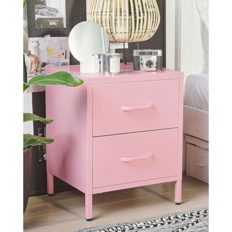 Szafka nocna metalowa różowa MALAVI