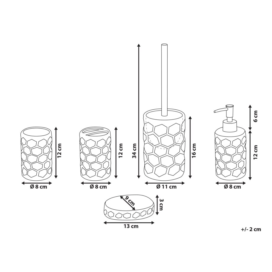 5-częściowy zestaw akcesoriów łazienkowych biały TIRUA