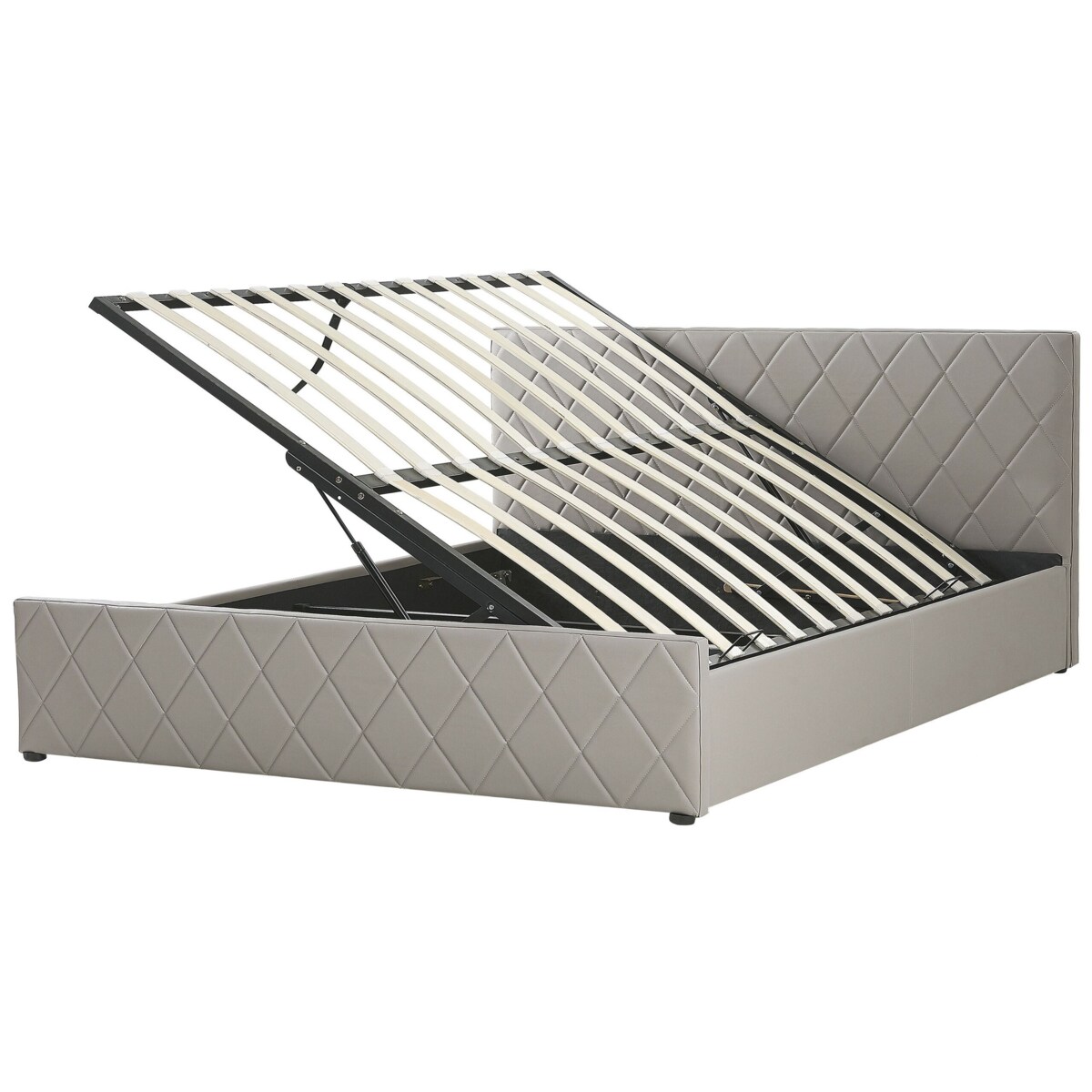 Łóżko z pojemnikiem ekoskóra 180 x 200 cm beżowoszare ROCHEFORT