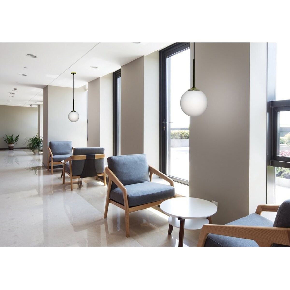 Modernistyczna LAMPA wisząca GLASGOW 50101279 Candellux szklana OPRAWA zwis kula złota biała