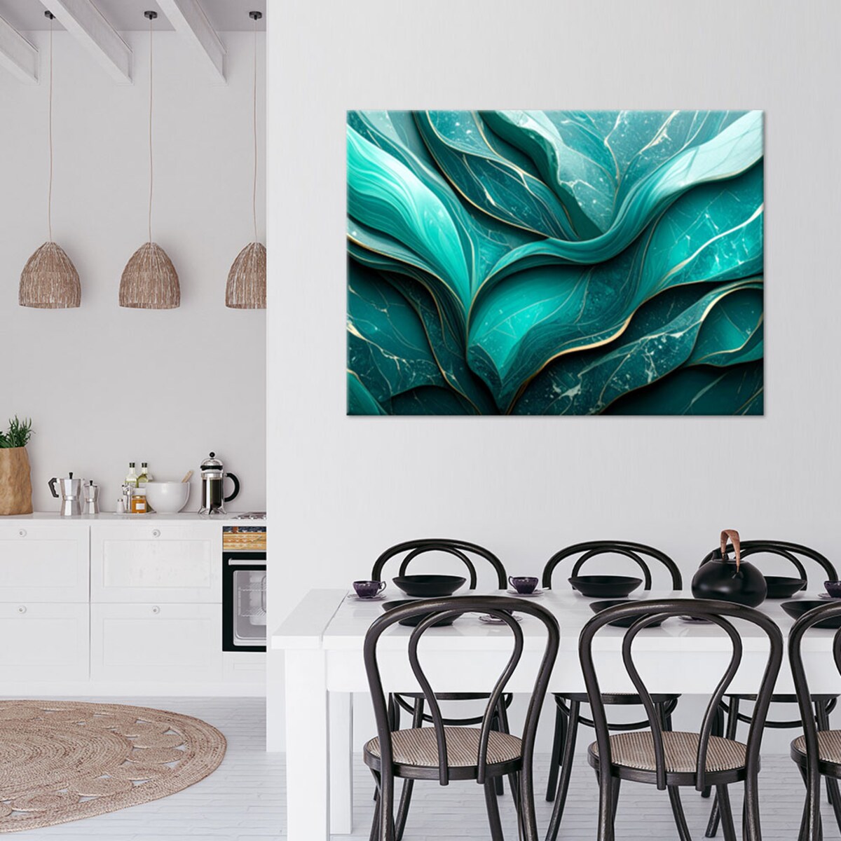 Obraz do sypialni salonu kuchni, Marmur Turkusowa Abstrakcja 60x40