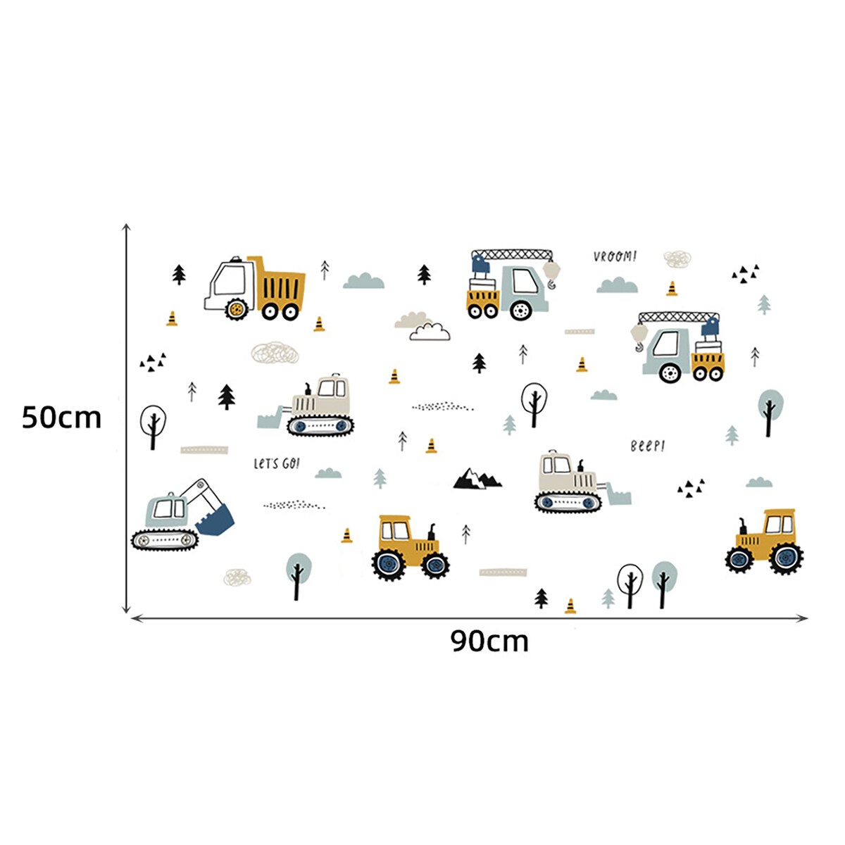 naklejki na ścianę do pokoju dziecka, sipo, traktory i koparki