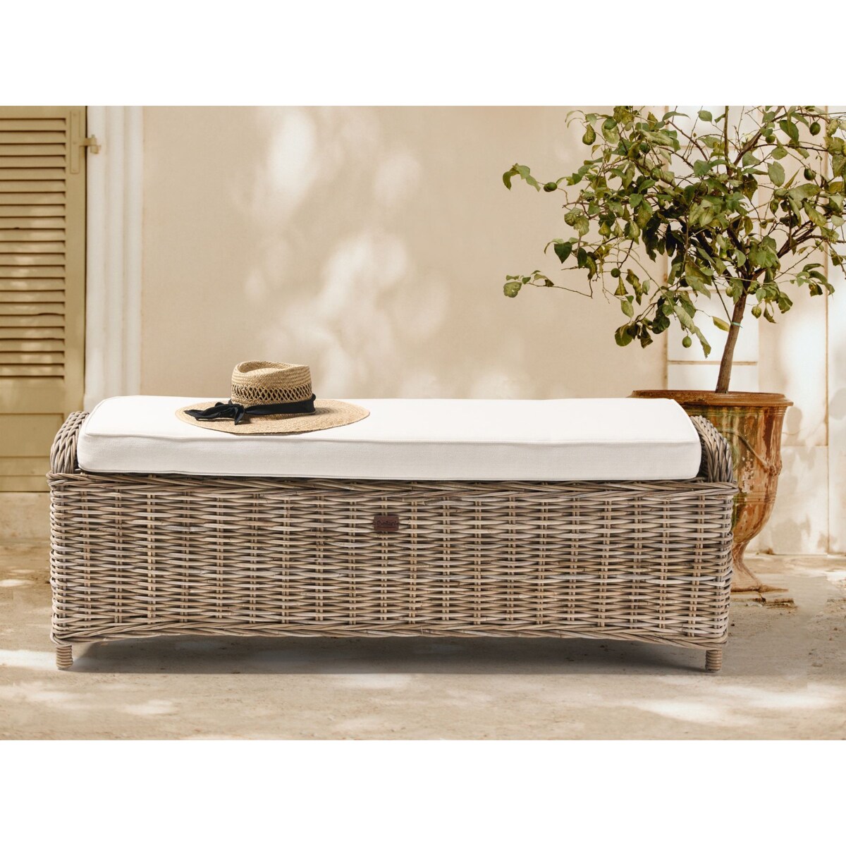 Otomana ogrodowa SUSUA 140 cm Rattan Naturalny