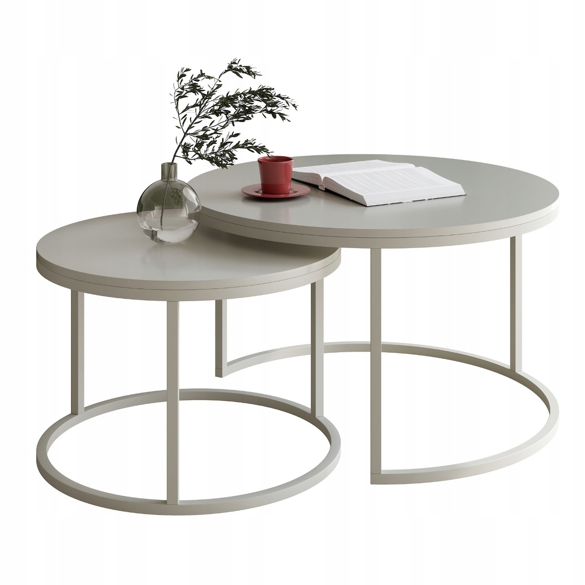 Stolik Kawowy KASZMIR Zestaw 2w1 Okrągły 80/60cm Industrial SOFT LOFT COLOR