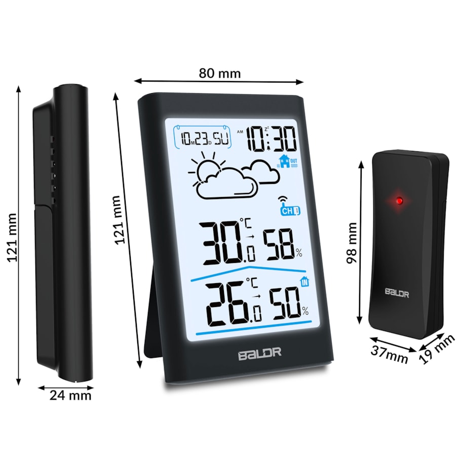 Bezprzewodowa stacja pogodowa pogody higrometr Baldr