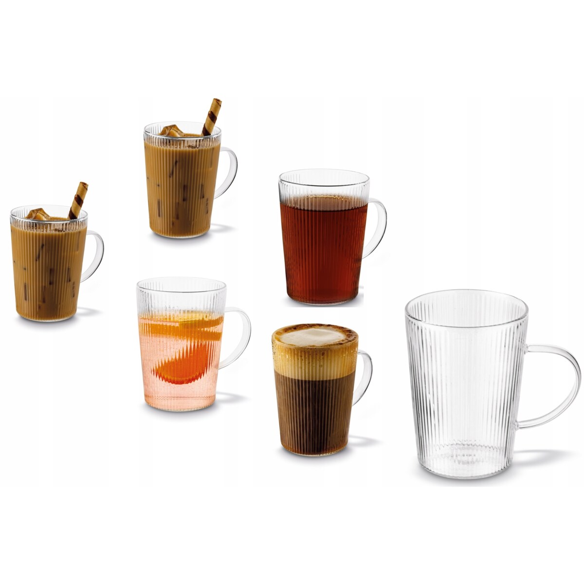 6x SZKLANKA DO KAWY HERBATY wysoka z uchem LATTE 440 ml cappuccino KUBEK