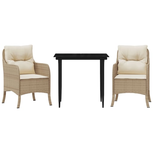 vidaXL 3-cz. zestaw mebli ogrodowych z poduszkami, beżowy, polirattan