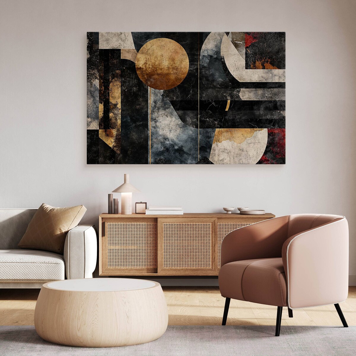 Obraz Na Płótnie Do Salonu Kształty Geometryczne Abstrakcja Styl Nowoczesny 70x50cm