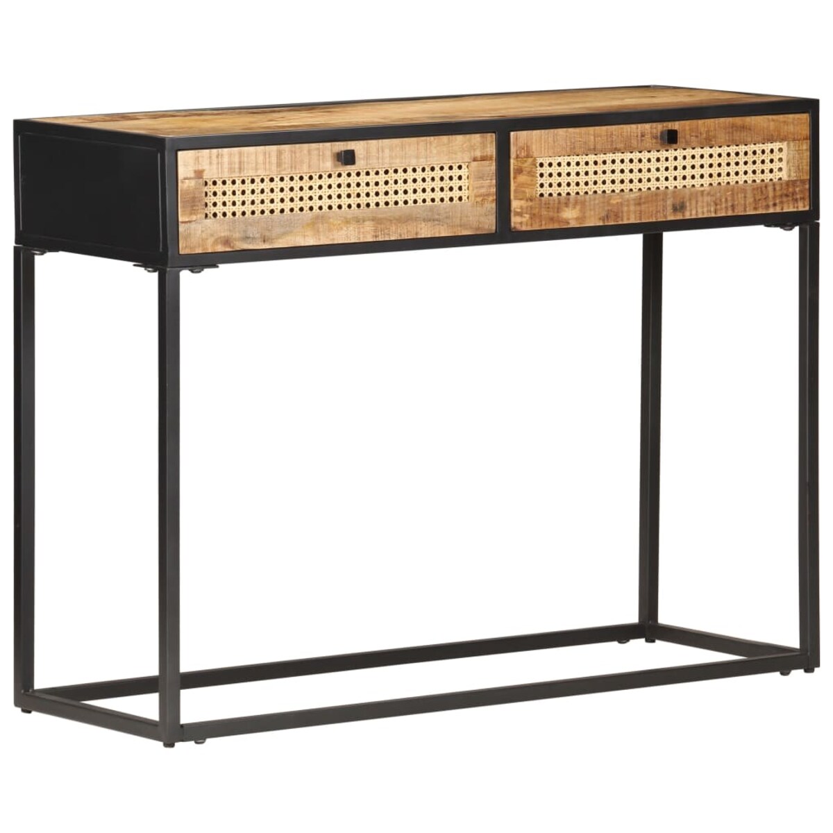 vidaXL Stolik konsolowy, 100x35x75 cm, surowe drewno mango i trzcina