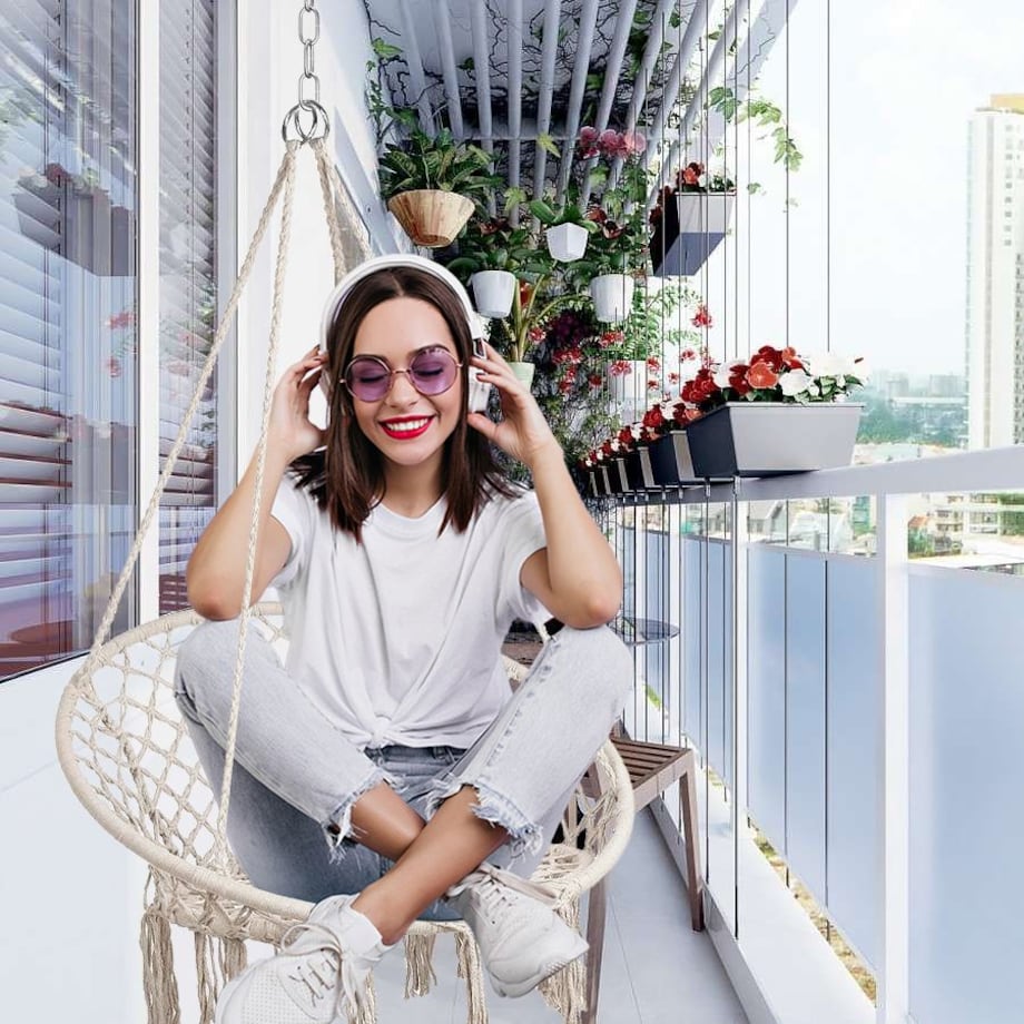 Fotel wiszący boho huśtawka bocianie gniazdo ecru GL078