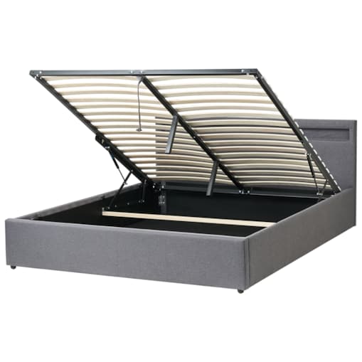 Łóżko LED z pojemnikiem ARMELLE 160 x 200 cm Ciemnoszary