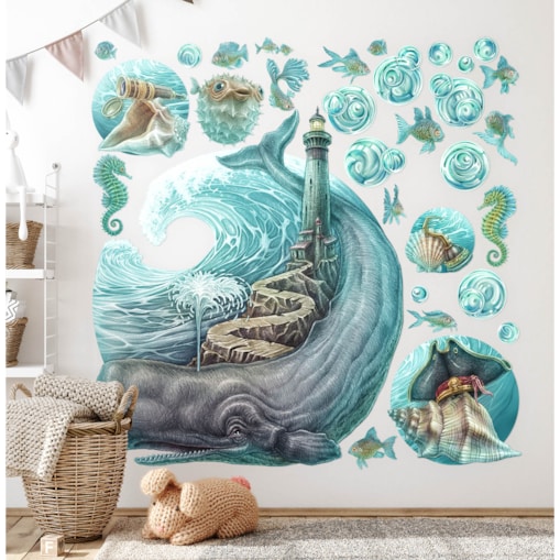 Zestaw naklejek na ścianę, Latarnia morska, 80cm