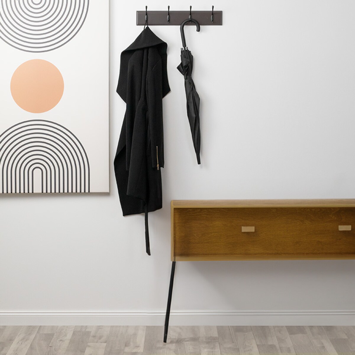 Wieszak ścienny do przedpokoju drewniany klasyczny haczyki