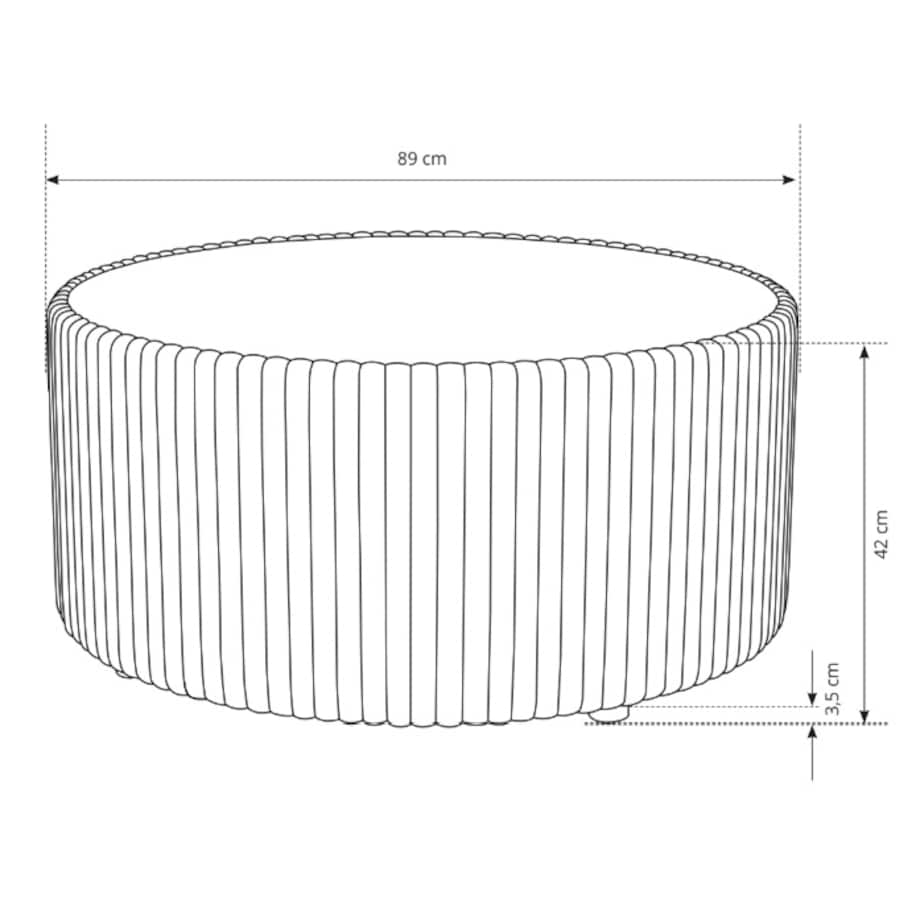 Stolik okrągły kawowy tapicerowany MIJA w tkaninie Tilia, Ecru