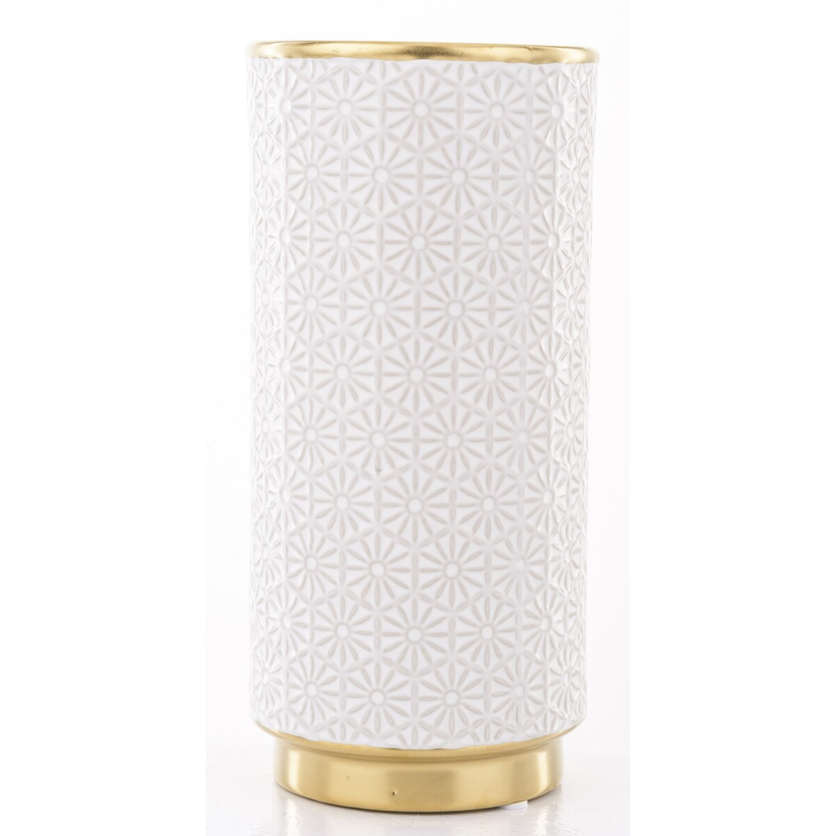 Wazon ceramiczny 24x12x12 cm PIA biały ze złotym obrzeżem