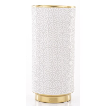 Wazon ceramiczny 24x12x12 cm PIA biały ze złotym obrzeżem