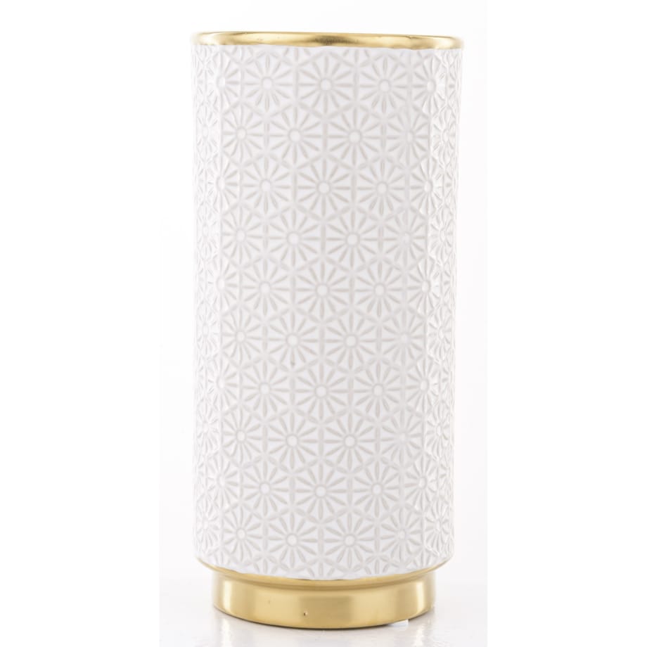 Wazon ceramiczny 24x12x12 cm PIA biały ze złotym obrzeżem