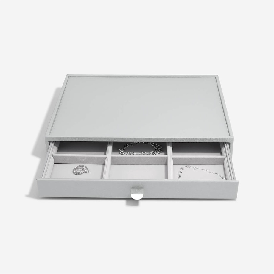 Szkatułka na biżuterię Stackers Pebble 9 komorowa supersize kamienna szarość z szufladą