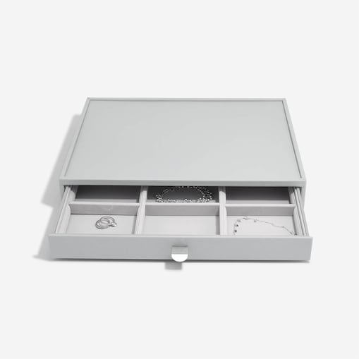 Szkatułka na biżuterię Stackers Pebble 9 komorowa supersize kamienna szarość z szufladą