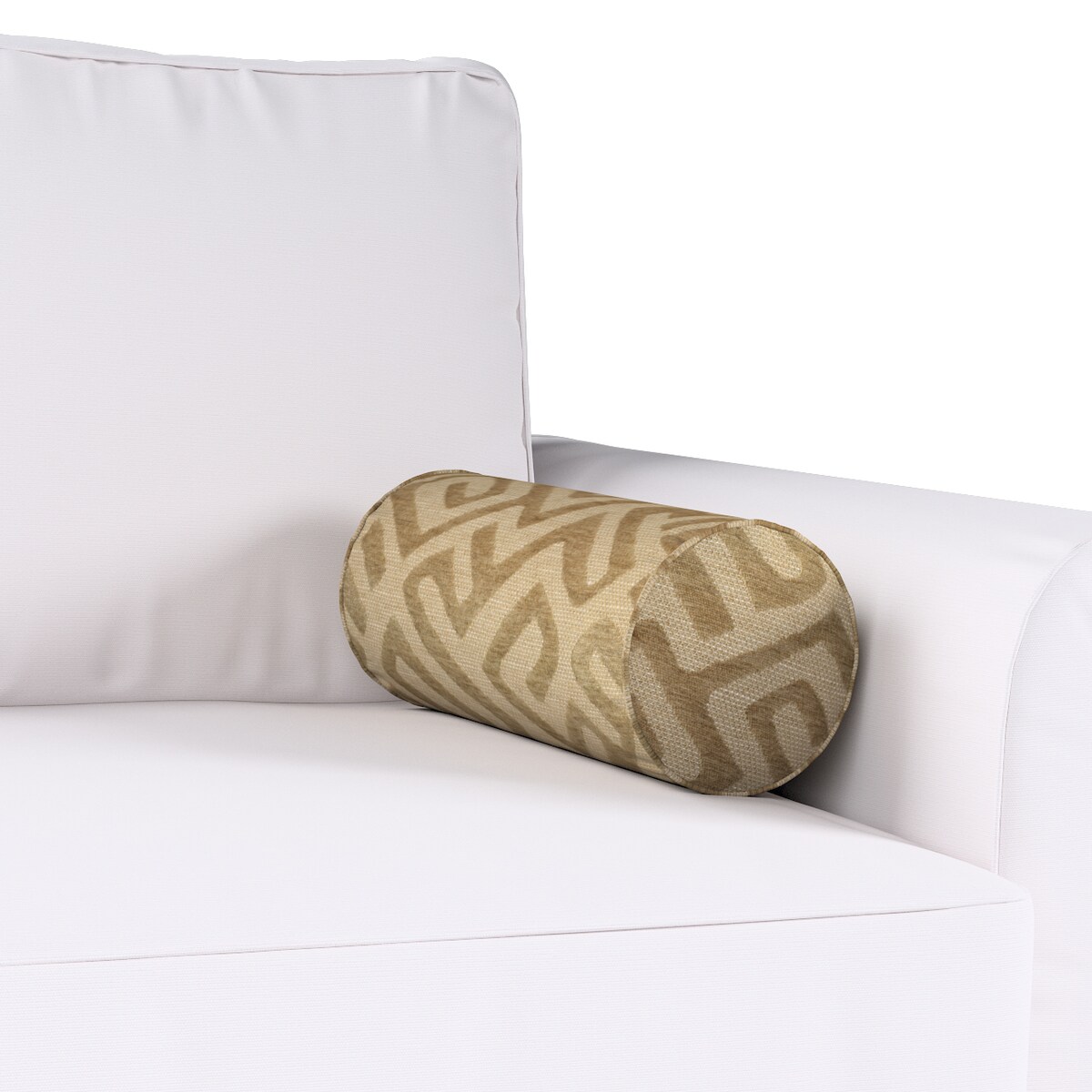 Poduszka wałek prosty, kawowe wzory na beżowym tle, Ø16 x 40 cm, Cosy Home