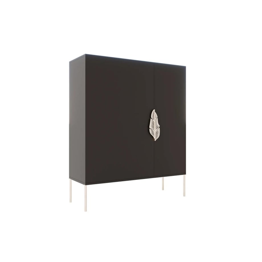 Czarna komoda / szafka na buty Skandica MERLIN ze złotymi dodatkami