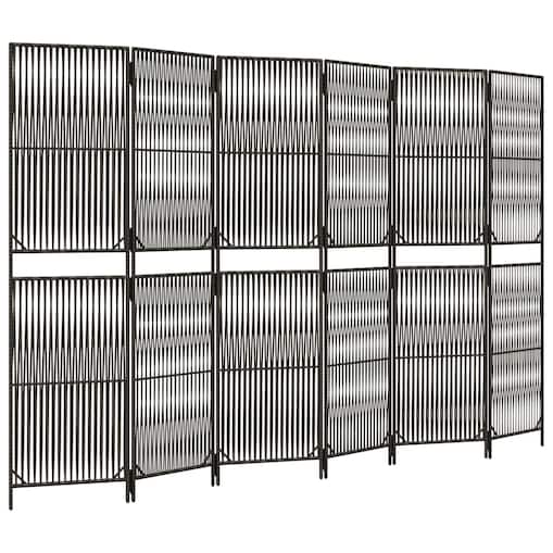 vidaXL Parawan 6-panelowy, szary, polirattan