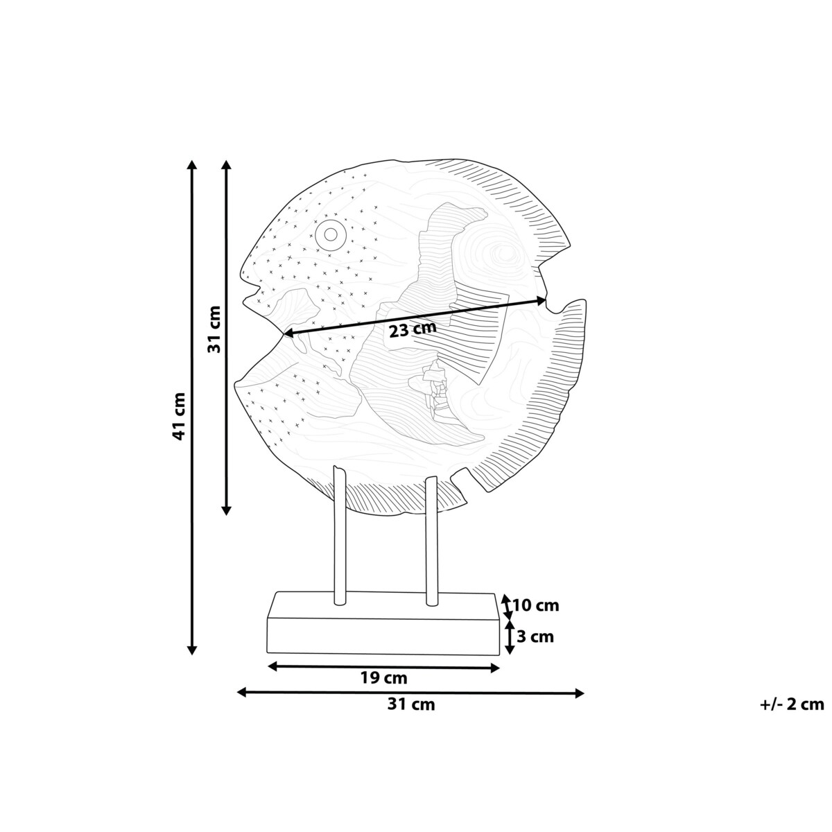 Figurka dekoracyjna Ryba PLAICE FISH Drewno tekowe Brązowy
