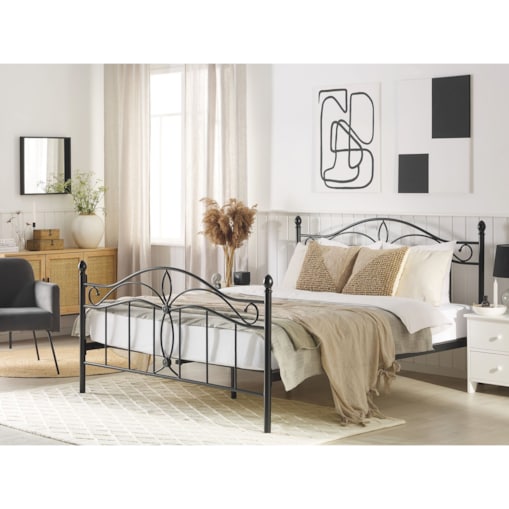 Łóżko metalowe 160 x 200 cm czarne ANTLIA