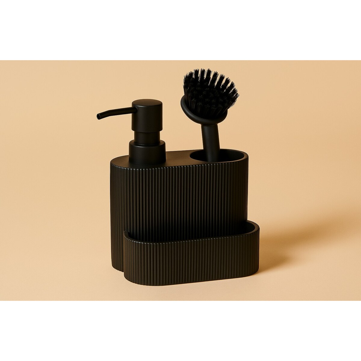 Dozownik do płynu do naczyń KIMU z miejscem na gąbkę i szczotkę