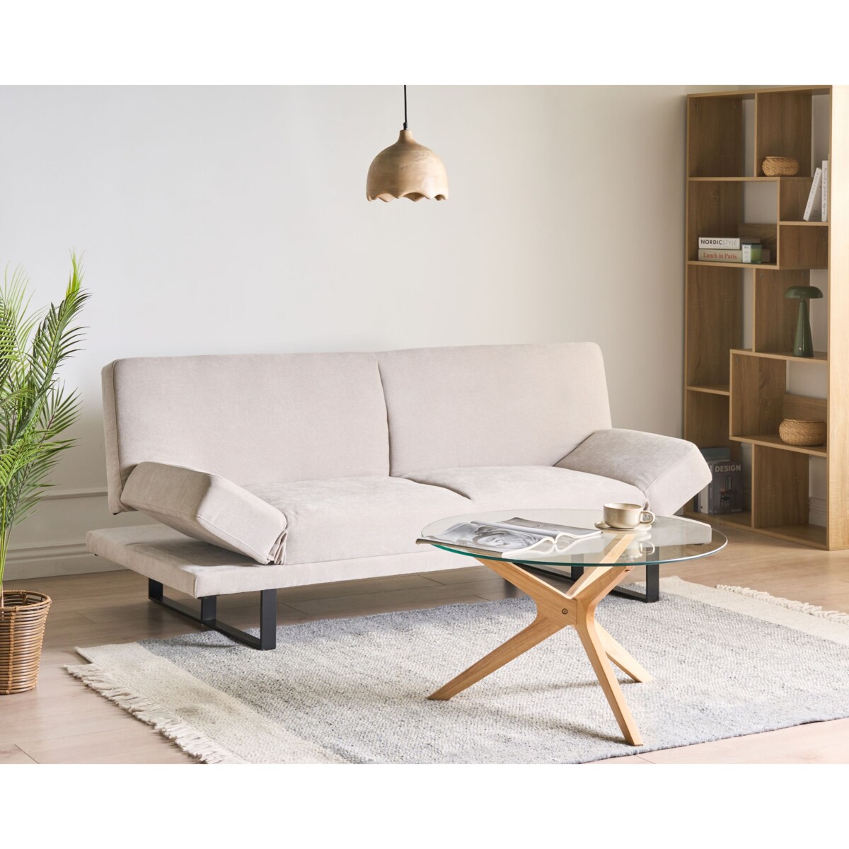 Sofa rozkładana dla 2 osób YORK Szenil Beżowy