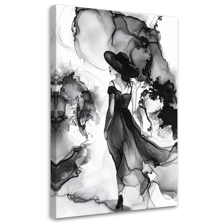 Obraz czarno biały do salonu sypialni, Kobieta abstrakcja atrament 80x120