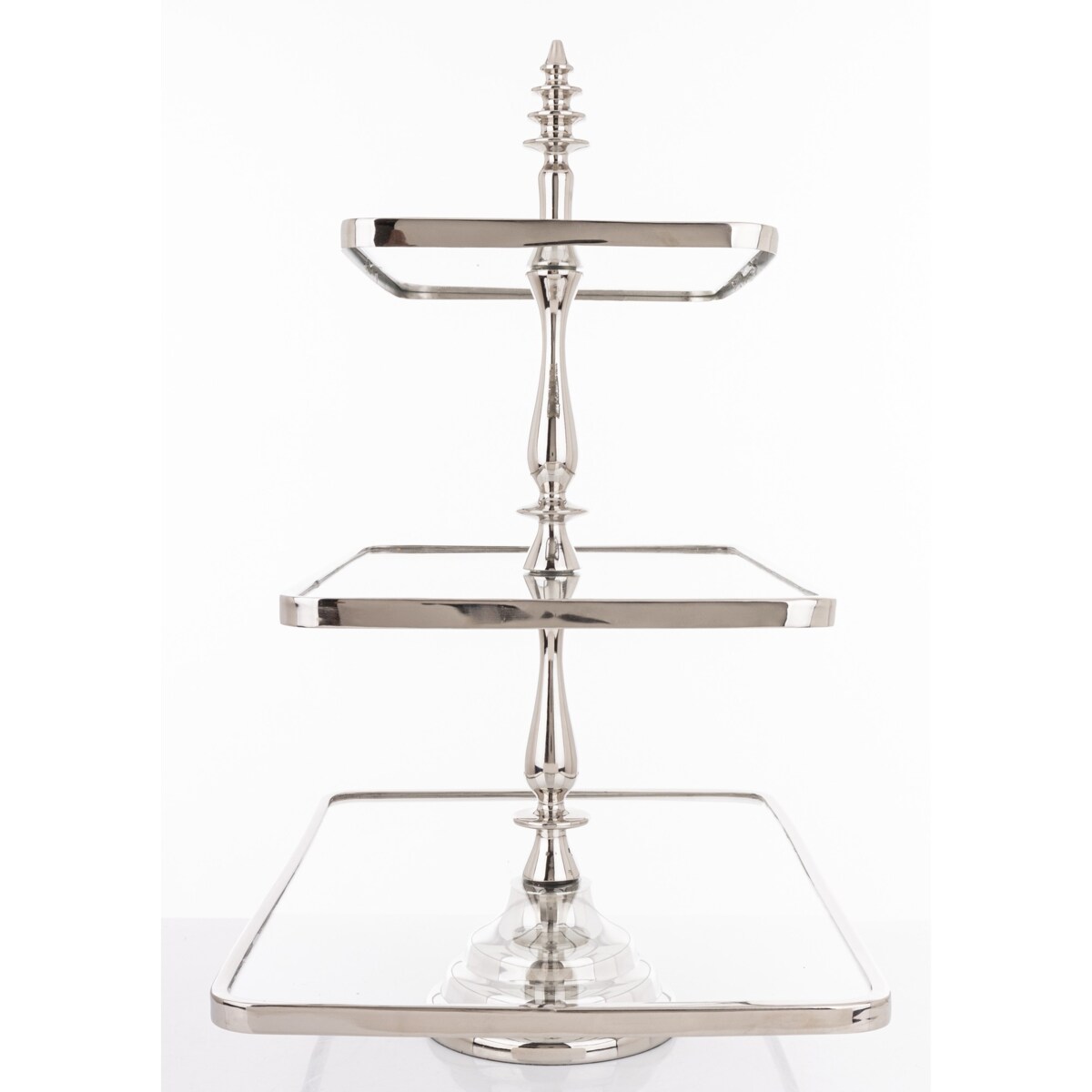 Patera 3-poziomowa szklana 55x47x31 cm ETERA-3 srebrna