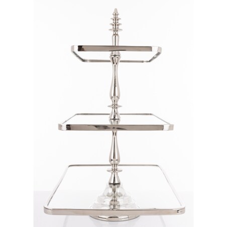 Patera 3-poziomowa szklana 55x47x31 cm ETERA-3 srebrna