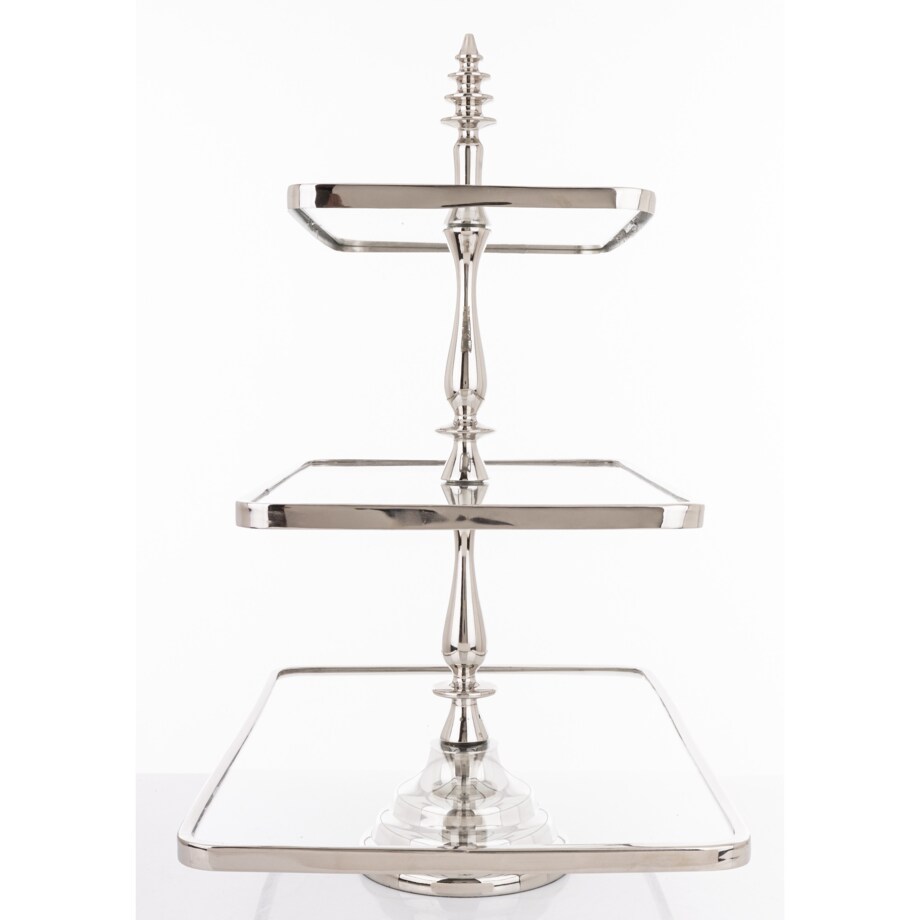 Patera 3-poziomowa szklana 55x47x31 cm ETERA-3 srebrna