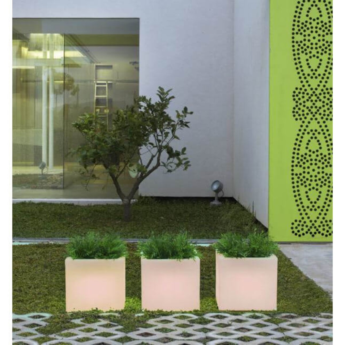 Donica podświetlana kwadratowa Melisa LUMNC050SSNW King Home IP65 biała