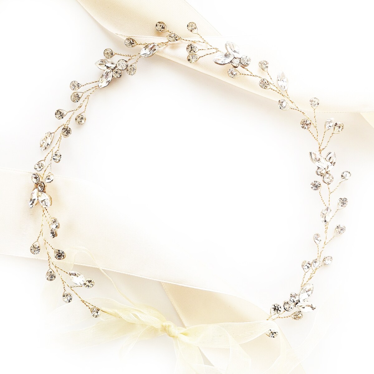 Opaska ślubna złota z cyrkoniami - delikatna i błyszcząca