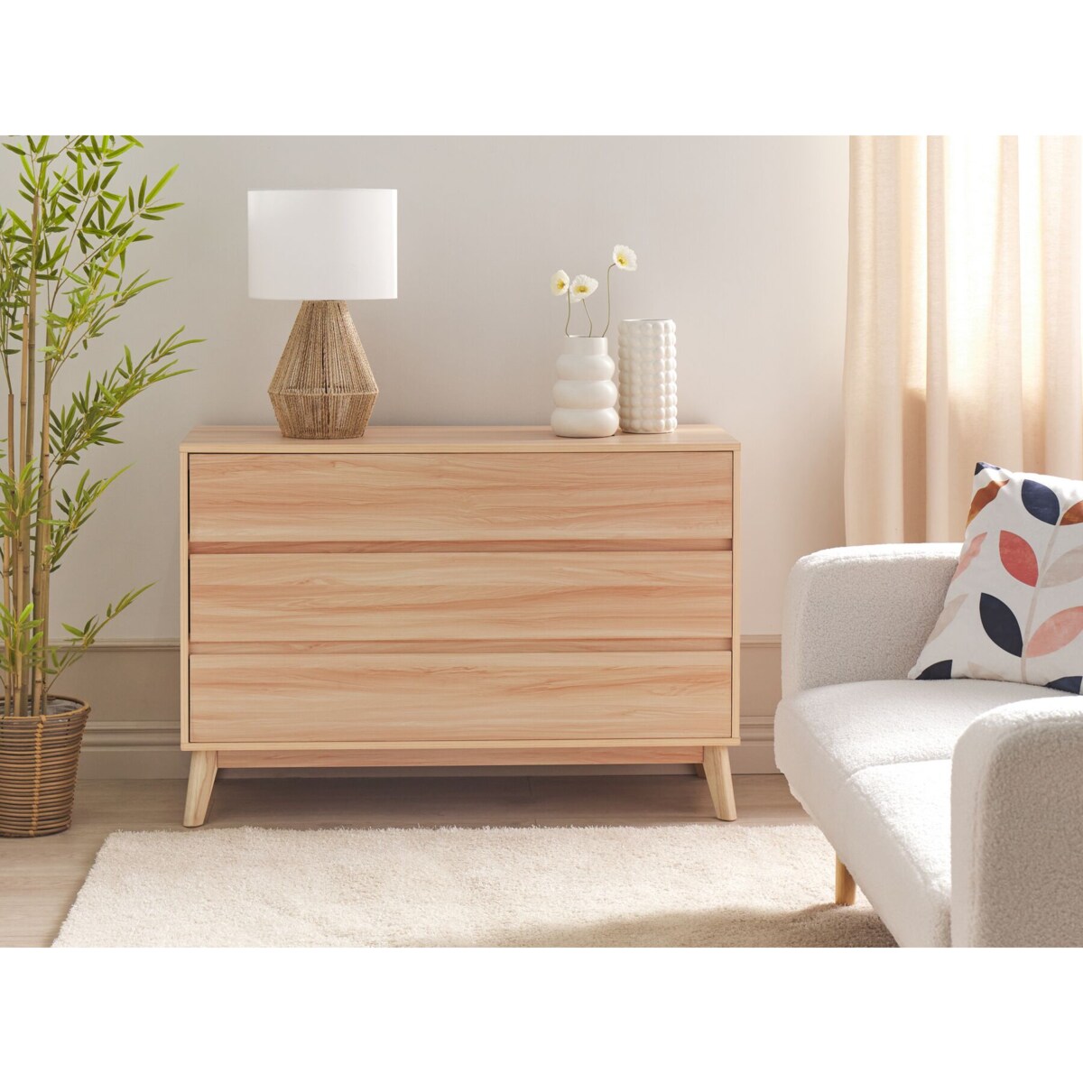 Komoda 3 szuflady jasne drewno SARDIS