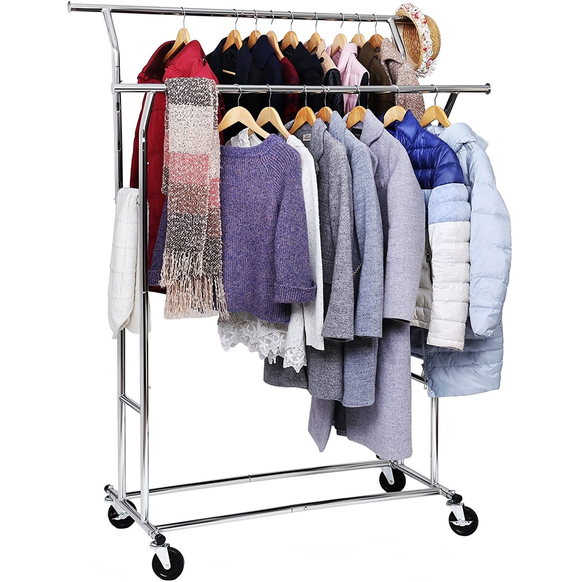 Wieszak Na Ubrania Na Kółkach Srebrny