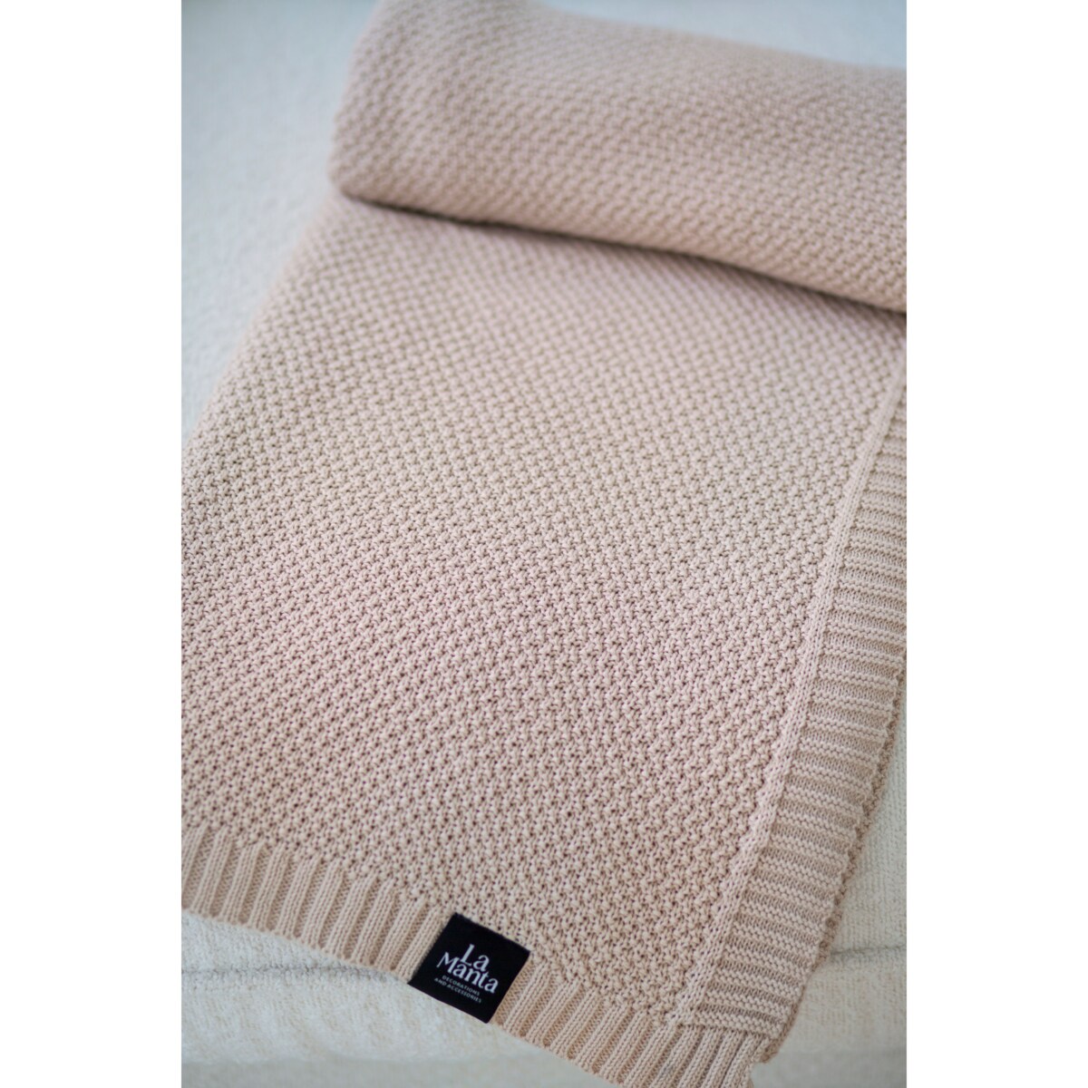Pled pleciony beżowy, 130 x 160 cm, La Manta