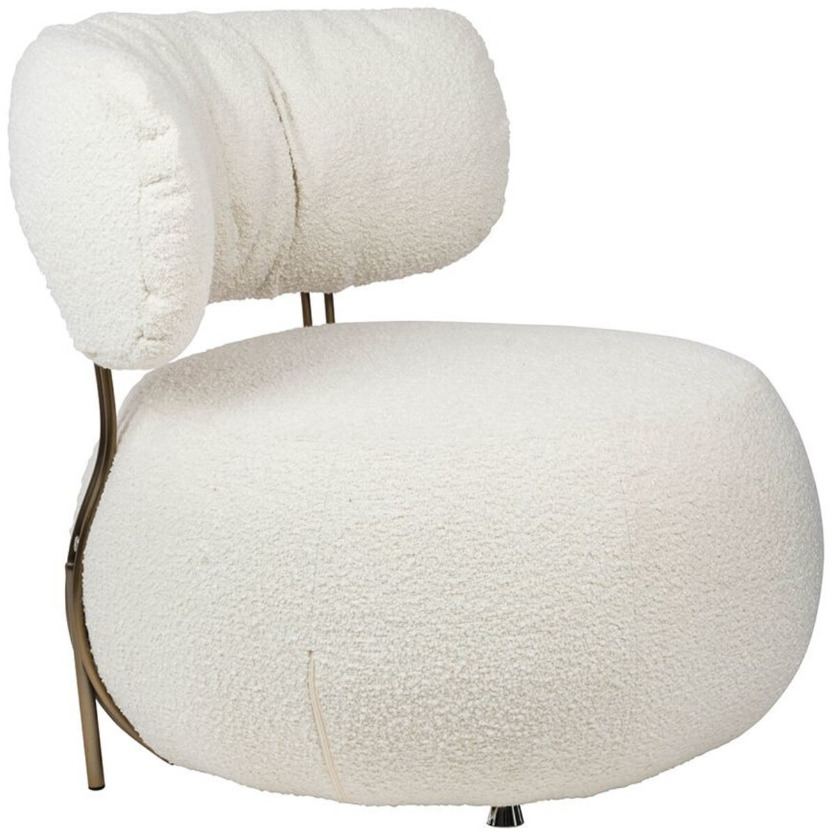 Biały fotel wypoczynkowy KH1301100130 Low Teddy okrągły do salonu, King Home