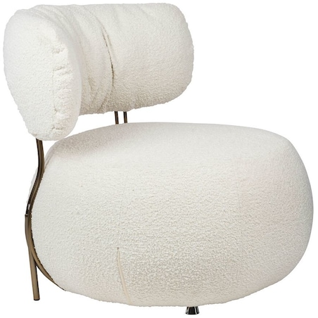 Biały fotel wypoczynkowy KH1301100130 Low Teddy okrągły do salonu, King Home