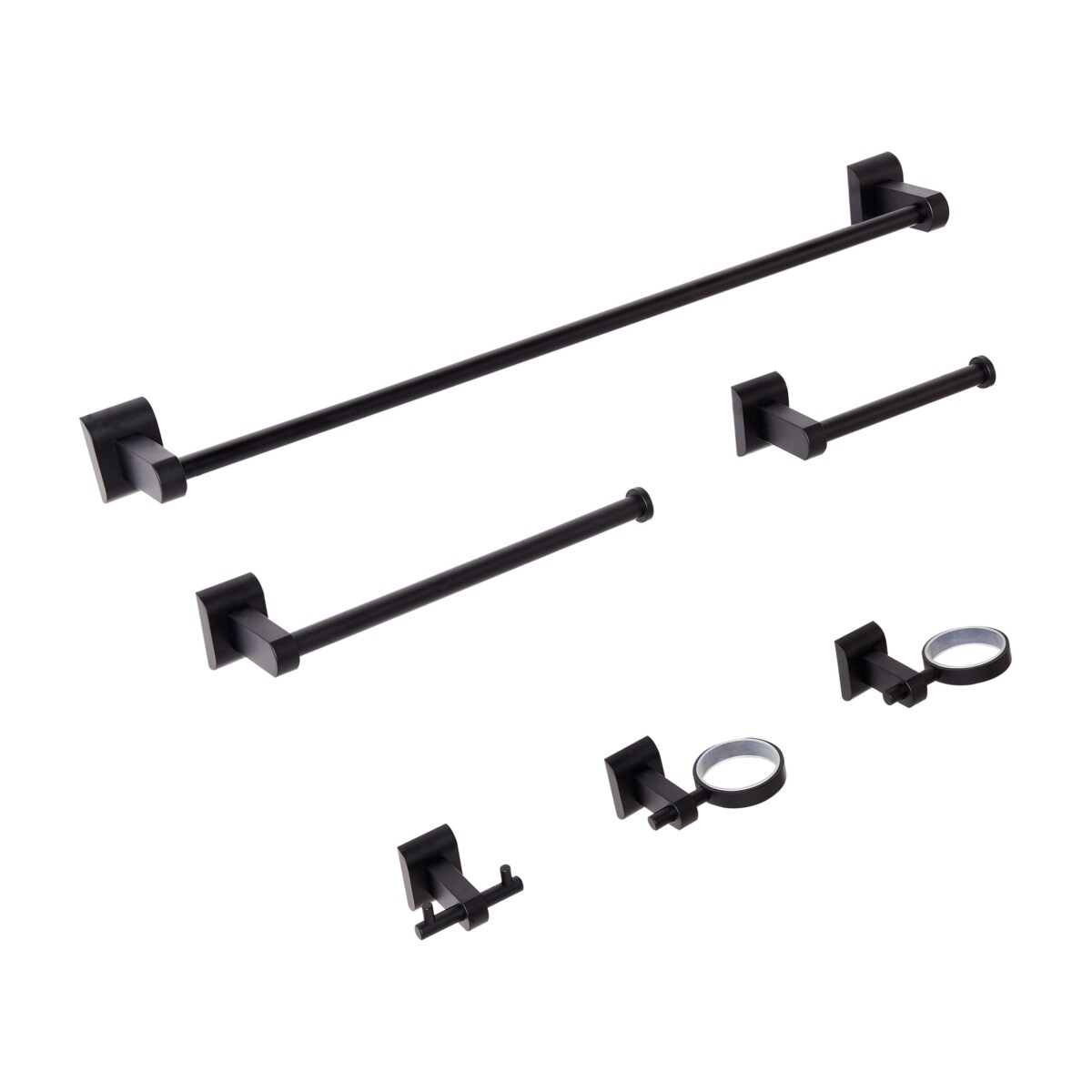 Zestaw akcesoriów toaletowych 6 elementów TALARA Z uchwytami i haczykami na ręczniki Czarny