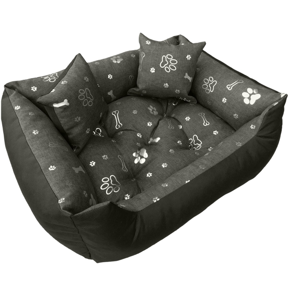 Legowisko Dla Psa Kanapa Posłanie 130X105 Cm Wodoodporne Poduszki Pikowane Kość Srebrna