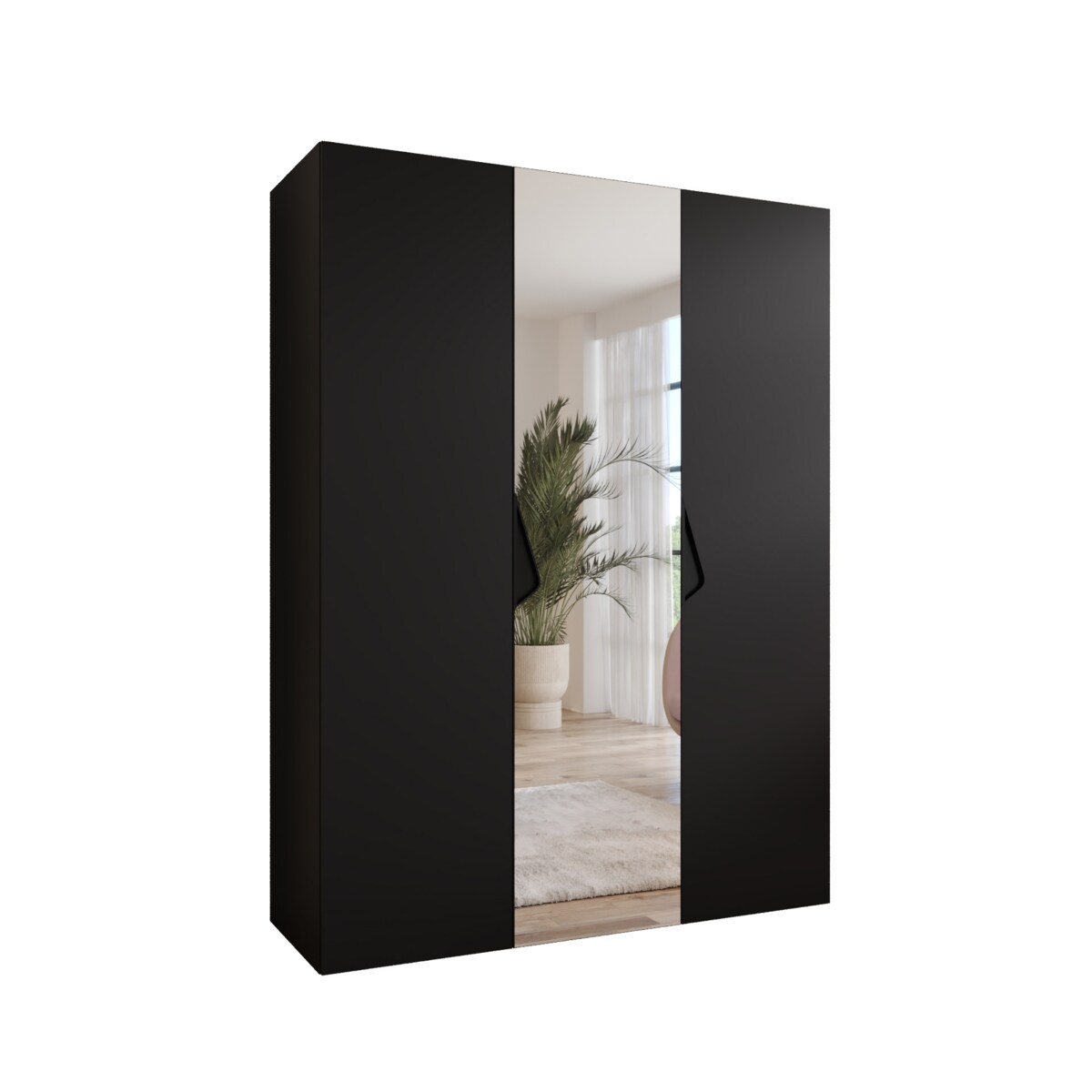 Szafa uchylna z lustrem Sandi 2 150 wys 202 cm Czarny + u Czarny