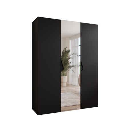 Szafa uchylna z lustrem Sandi 2 150 wys 202 cm Czarny + u Czarny