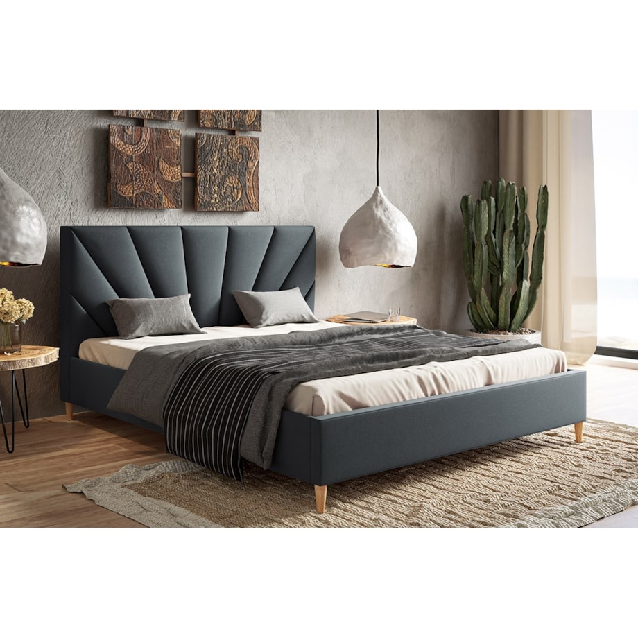 Łóżko tapicerowane 160x200 LUXO 3 do sypialni- grafitowe
