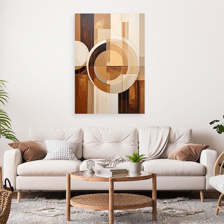 Obraz do salonu sypialni biura, Abstrakcyjne geometryczne formy w beżu